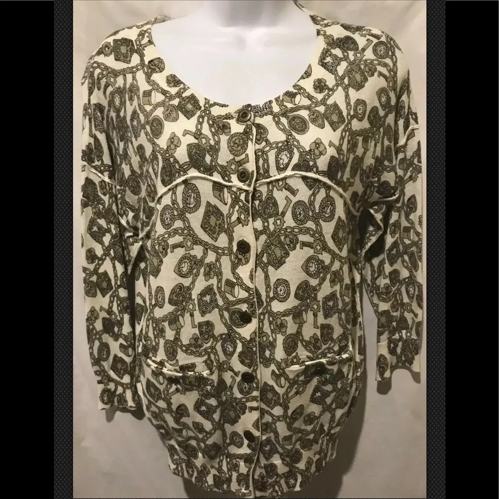 CHARLIE & ROBIN Anthropologie Charmed Keychain Cardigan Sweater Lightweight